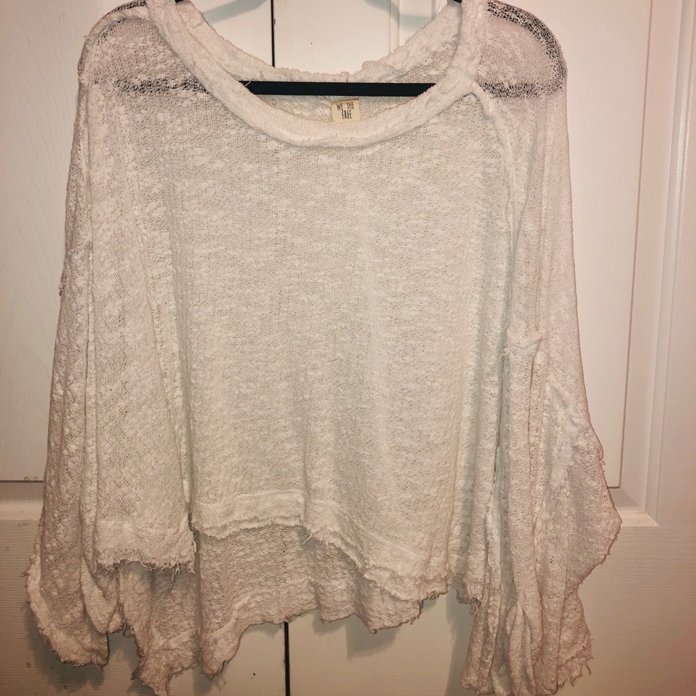 Free People Distressed light/beach sweater